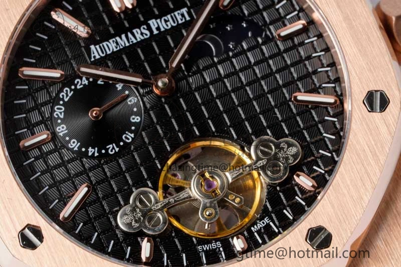 Soft Royal Oak Fake Tourbillon RG ABF Black Dial on RG Bracelet A23J (Erotic) 4762