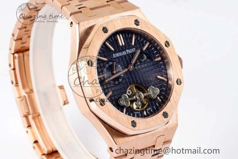 Royal Oak Fake Tourbillon RG ABF Blue Dial on RG Bracelet A23J (Erotic) SmoothTexture 4759