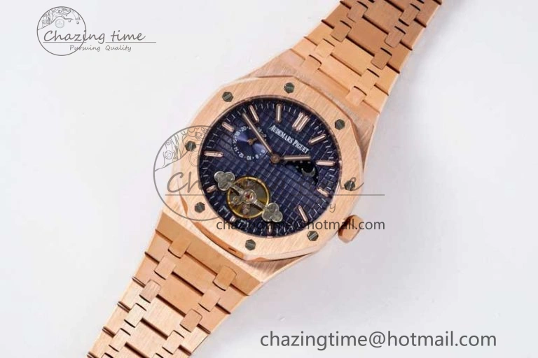 Royal Oak Fake Tourbillon RG ABF Blue Dial on RG Bracelet A23J (Erotic) SmoothTexture 4759