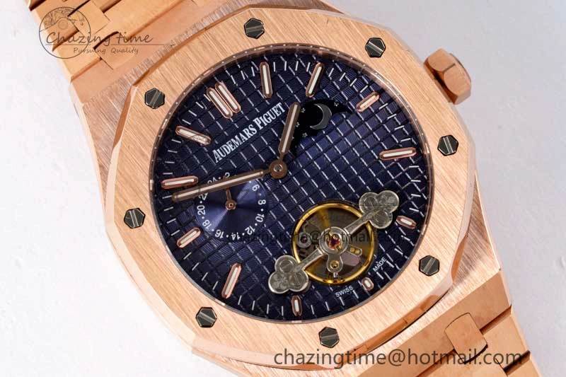 Royal Oak Fake Tourbillon RG ABF Blue Dial on RG Bracelet A23J (Erotic) SmoothTexture 4759