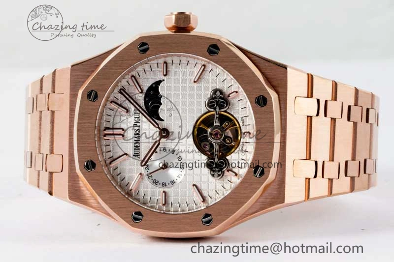 FreshLook Royal Oak Fake Tourbillon RG ABF White Dial on RG Bracelet A23J (Erotic) 4756