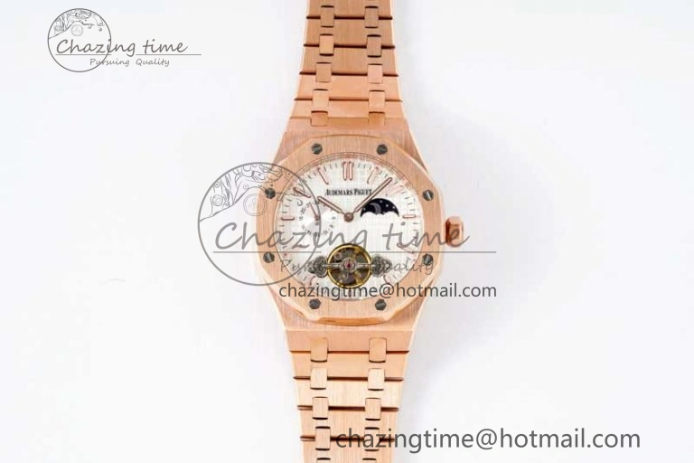 FreshLook Royal Oak Fake Tourbillon RG ABF White Dial on RG Bracelet A23J (Erotic) 4756