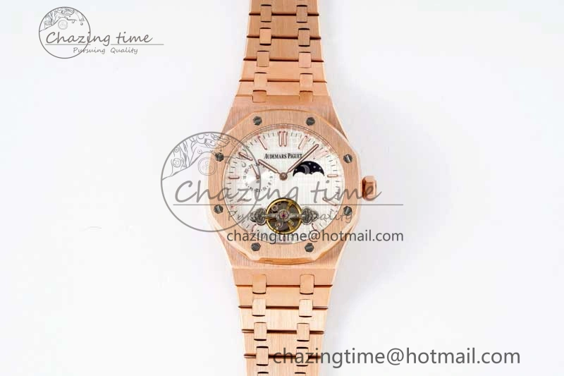 FreshLook Royal Oak Fake Tourbillon RG ABF White Dial on RG Bracelet A23J (Erotic) 4756