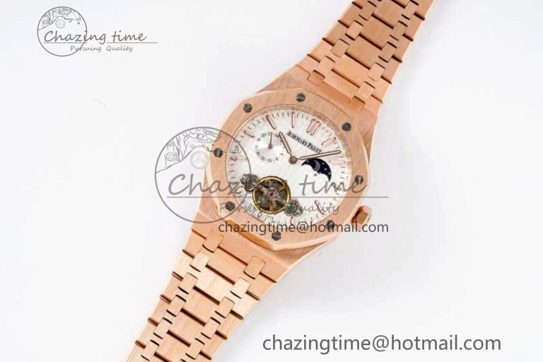 FreshLook Royal Oak Fake Tourbillon RG ABF White Dial on RG Bracelet A23J (Erotic) 4756