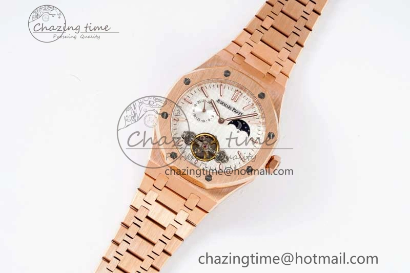 FreshLook Royal Oak Fake Tourbillon RG ABF White Dial on RG Bracelet A23J (Erotic) 4756