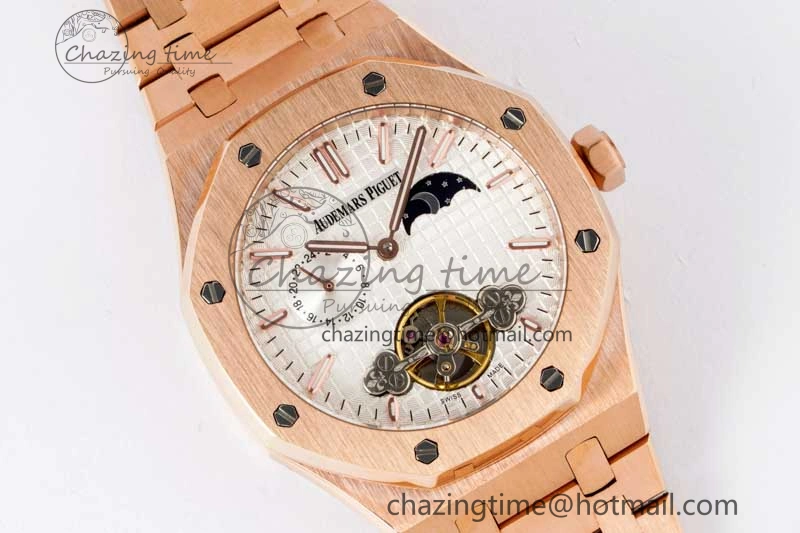 FreshLook Royal Oak Fake Tourbillon RG ABF White Dial on RG Bracelet A23J (Erotic) 4756