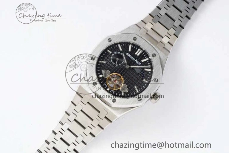 ComfortFit Royal Oak Fake Tourbillon SS ABF Black Dial on SS Bracelet A23J (Erotic) 4761