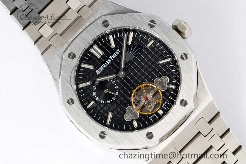 ComfortFit Royal Oak Fake Tourbillon SS ABF Black Dial on SS Bracelet A23J (Erotic) 4761