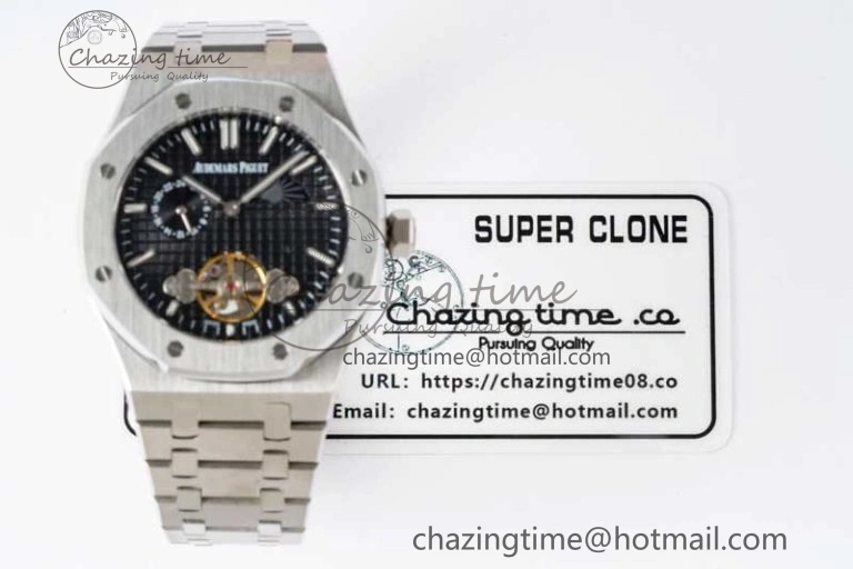 ComfortFit Royal Oak Fake Tourbillon SS ABF Black Dial on SS Bracelet A23J (Erotic) 4761