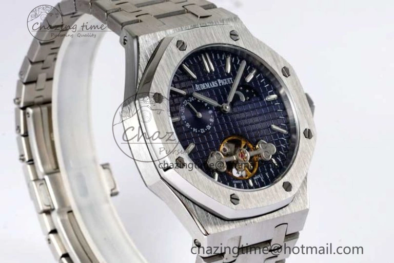 EyeCatching Royal Oak Fake Tourbillon SS ABF Blue Dial on SS Bracelet A23J (Erotic) 4760