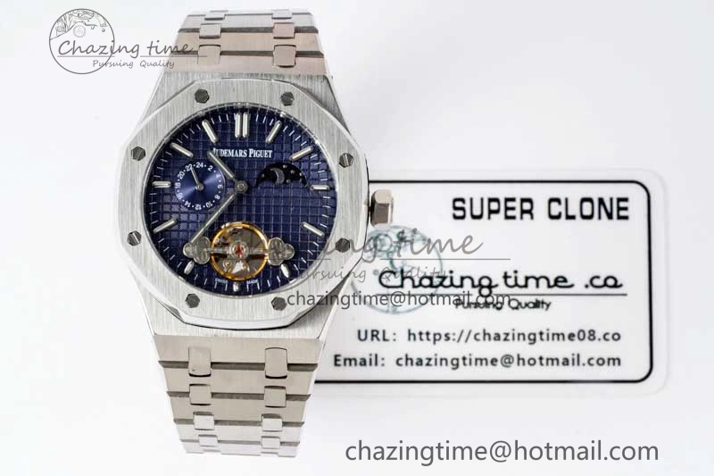 EyeCatching Royal Oak Fake Tourbillon SS ABF Blue Dial on SS Bracelet A23J (Erotic) 4760