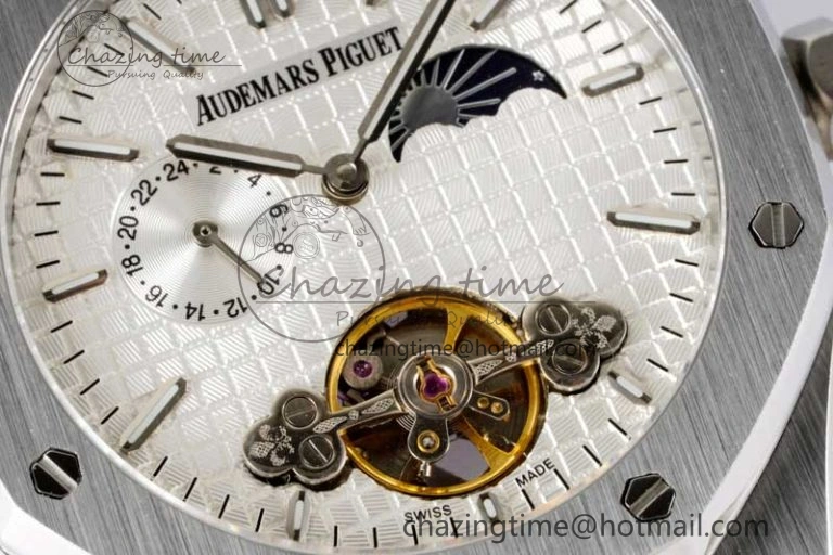 Royal Oak Fake Tourbillon SS ABF White Dial on SS Bracelet A23J (Erotic) Thermal 4763