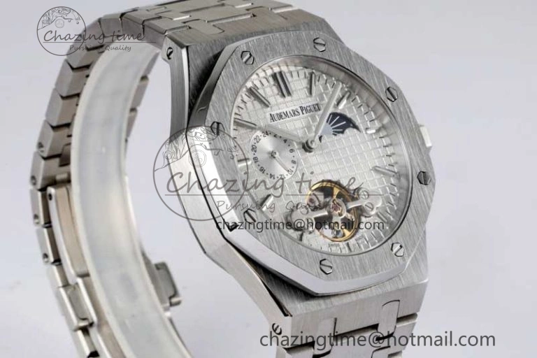 Royal Oak Fake Tourbillon SS ABF White Dial on SS Bracelet A23J (Erotic) Thermal 4763