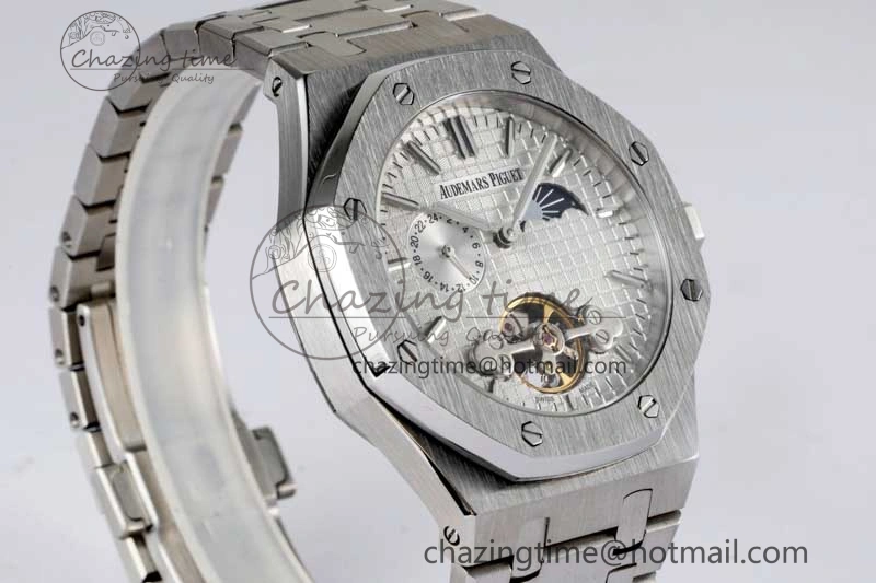 Royal Oak Fake Tourbillon SS ABF White Dial on SS Bracelet A23J (Erotic) Thermal 4763