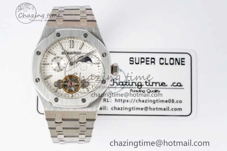 Royal Oak Fake Tourbillon SS ABF White Dial on SS Bracelet A23J (Erotic) Thermal 4763
