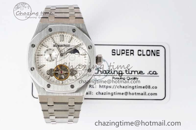Royal Oak Fake Tourbillon SS ABF White Dial on SS Bracelet A23J (Erotic) Thermal 4763