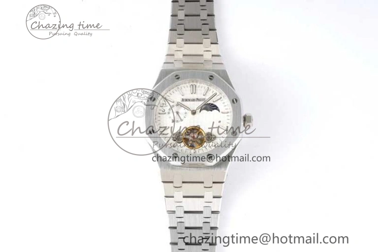 Royal Oak Fake Tourbillon SS ABF White Dial on SS Bracelet A23J (Erotic) Thermal 4763