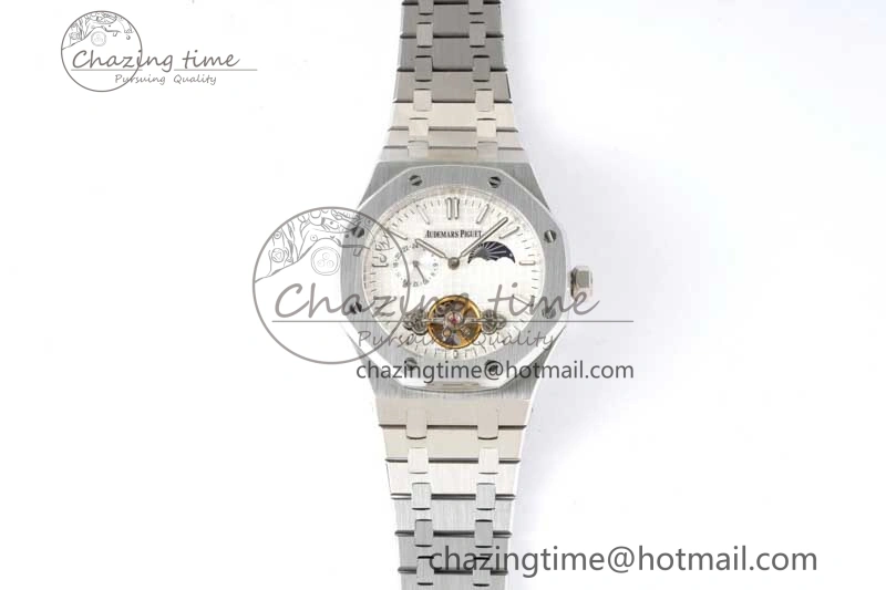 Royal Oak Fake Tourbillon SS ABF White Dial on SS Bracelet A23J (Erotic) Thermal 4763