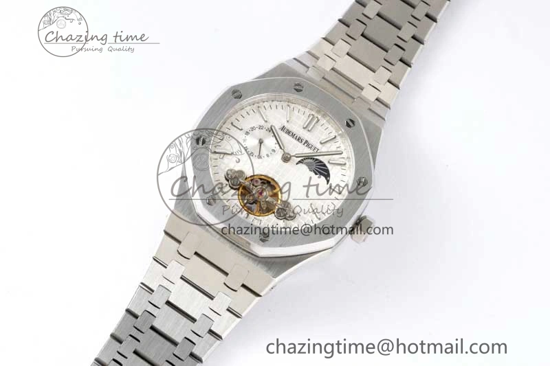 Royal Oak Fake Tourbillon SS ABF White Dial on SS Bracelet A23J (Erotic) Thermal 4763