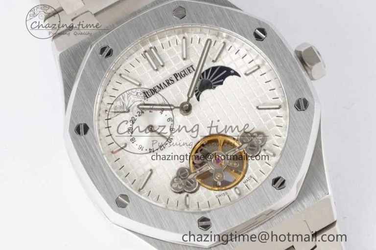 Royal Oak Fake Tourbillon SS ABF White Dial on SS Bracelet A23J (Erotic) Thermal 4763