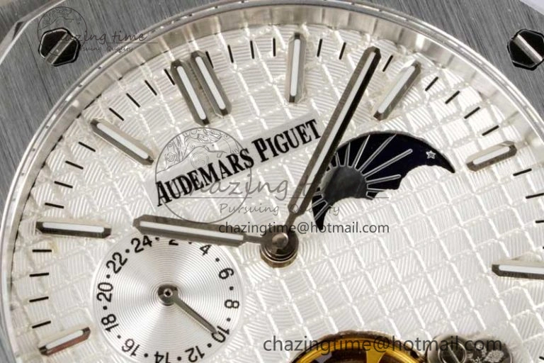 Royal Oak Fake Tourbillon SS ABF White Dial on SS Bracelet A23J (Erotic) Thermal 4763