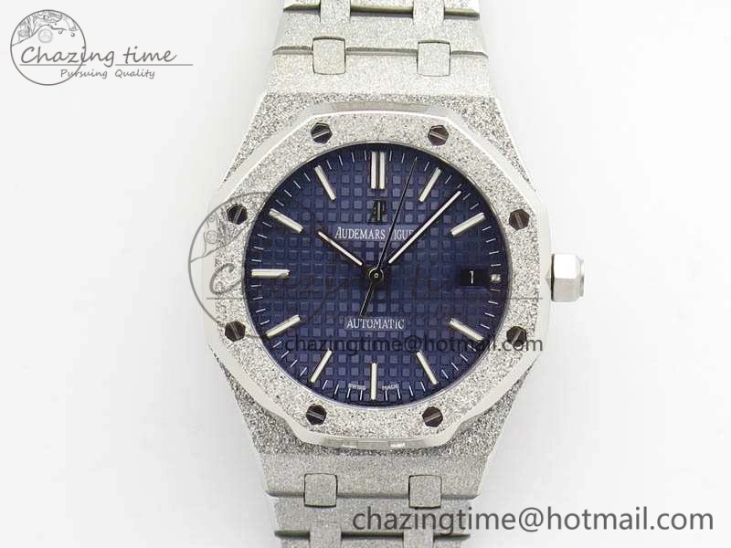 Unique Royal Oak Jumbo 15454 Frosted 37mm JHF Best Edition Blue Dial On SS Bracelet A 4982