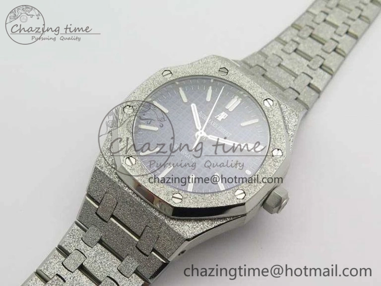 Unique Royal Oak Jumbo 15454 Frosted 37mm JHF Best Edition Blue Dial On SS Bracelet A 4982