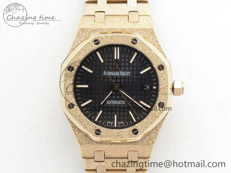 Royal Oak Jumbo 15454 RG Frosted 37mm JHF Best Edition Black Dial On RG Bracelet A QuickDry 4976