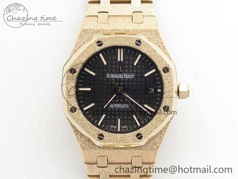Royal Oak Jumbo 15454 RG Frosted 37mm JHF Best Edition Black Dial On RG Bracelet A QuickDry 4976