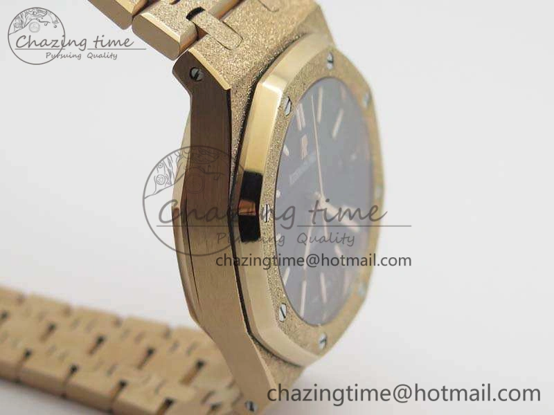 Royal Oak Jumbo 15454 RG Frosted 37mm JHF Best Edition Black Dial On RG Bracelet A QuickDry 4976