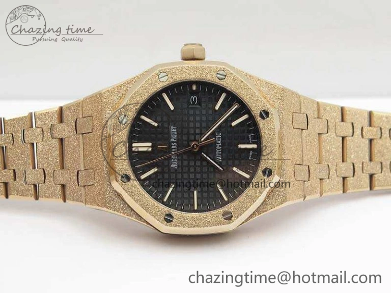 Royal Oak Jumbo 15454 RG Frosted 37mm JHF Best Edition Black Dial On RG Bracelet A QuickDry 4976