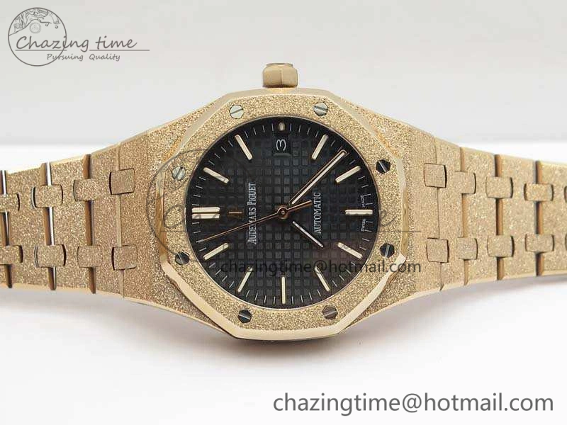 Royal Oak Jumbo 15454 RG Frosted 37mm JHF Best Edition Black Dial On RG Bracelet A QuickDry 4976