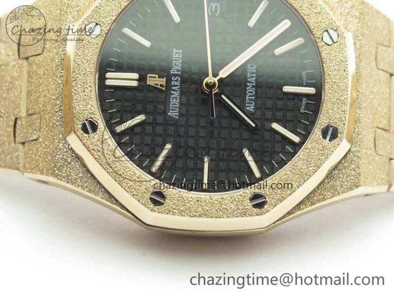 Royal Oak Jumbo 15454 RG Frosted 37mm JHF Best Edition Black Dial On RG Bracelet A QuickDry 4976