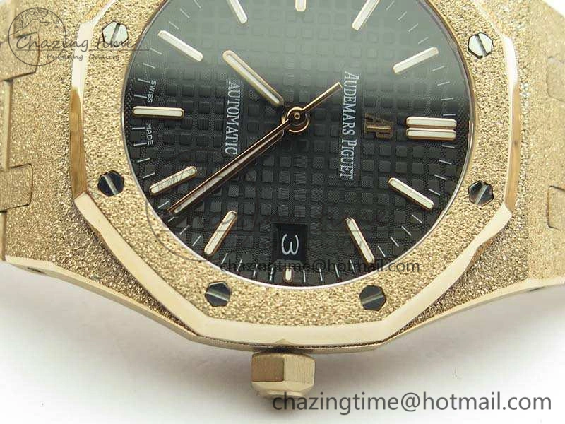 Royal Oak Jumbo 15454 RG Frosted 37mm JHF Best Edition Black Dial On RG Bracelet A QuickDry 4976