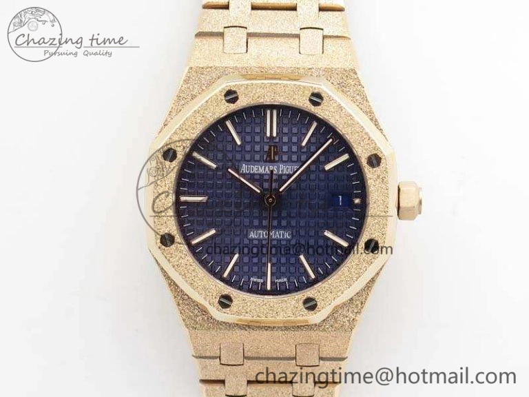 Compact Royal Oak Jumbo 15454 RG Frosted 37mm JHF Best Edition Blue Dial On RG Bracelet A 4979