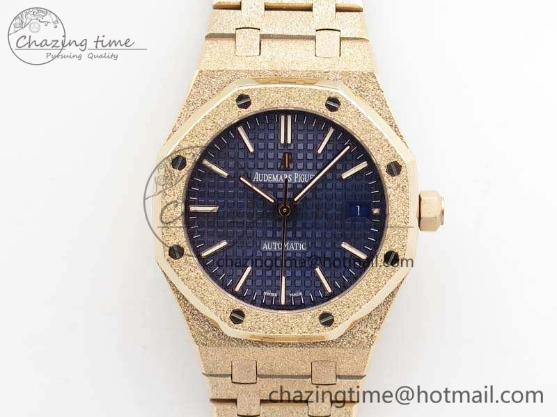 Compact Royal Oak Jumbo 15454 RG Frosted 37mm JHF Best Edition Blue Dial On RG Bracelet A 4979