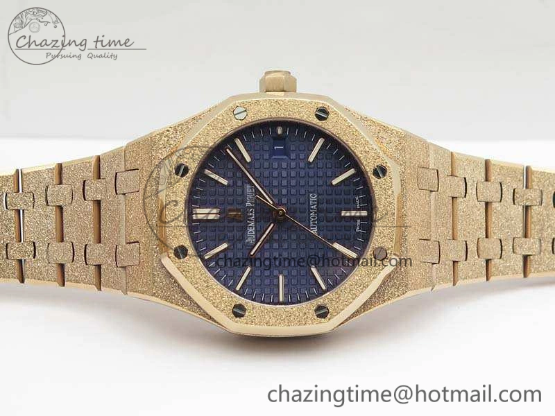 Compact Royal Oak Jumbo 15454 RG Frosted 37mm JHF Best Edition Blue Dial On RG Bracelet A 4979