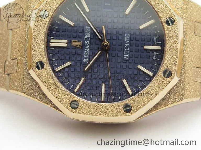 Compact Royal Oak Jumbo 15454 RG Frosted 37mm JHF Best Edition Blue Dial On RG Bracelet A 4979