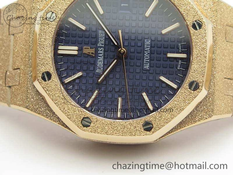 Compact Royal Oak Jumbo 15454 RG Frosted 37mm JHF Best Edition Blue Dial On RG Bracelet A 4979