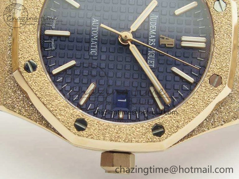 Compact Royal Oak Jumbo 15454 RG Frosted 37mm JHF Best Edition Blue Dial On RG Bracelet A 4979