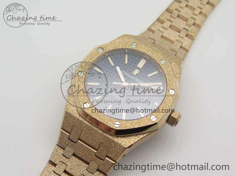 Compact Royal Oak Jumbo 15454 RG Frosted 37mm JHF Best Edition Blue Dial On RG Bracelet A 4979