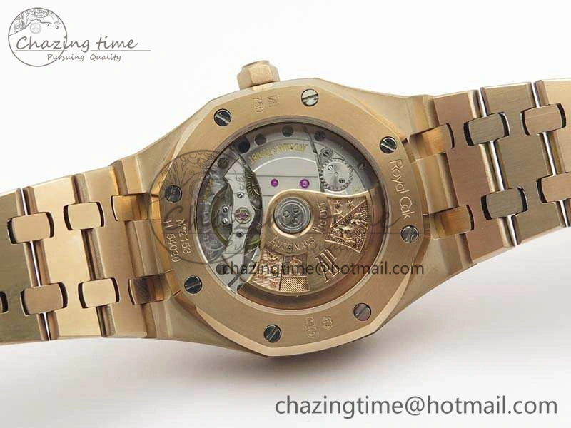 Compact Royal Oak Jumbo 15454 RG Frosted 37mm JHF Best Edition Blue Dial On RG Bracelet A 4979