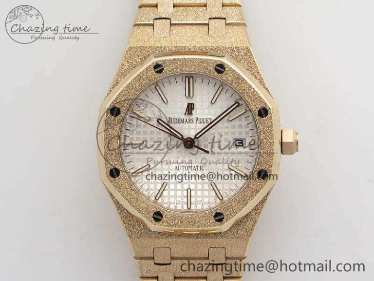 FreshLook Royal Oak Jumbo 15454 RG Frosted 37mm JHF Best Edition White Dial On RG Bracelet A 4978
