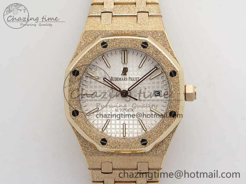 FreshLook Royal Oak Jumbo 15454 RG Frosted 37mm JHF Best Edition White Dial On RG Bracelet A 4978