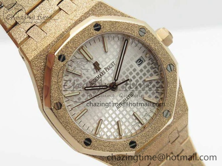 FreshLook Royal Oak Jumbo 15454 RG Frosted 37mm JHF Best Edition White Dial On RG Bracelet A 4978