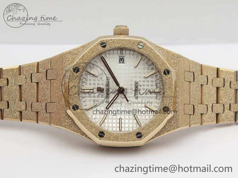 FreshLook Royal Oak Jumbo 15454 RG Frosted 37mm JHF Best Edition White Dial On RG Bracelet A 4978