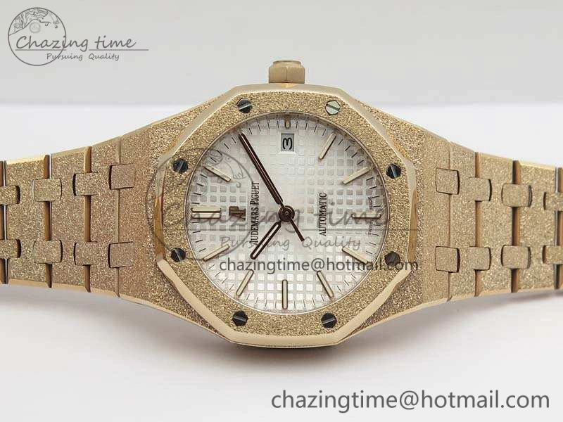 FreshLook Royal Oak Jumbo 15454 RG Frosted 37mm JHF Best Edition White Dial On RG Bracelet A 4978