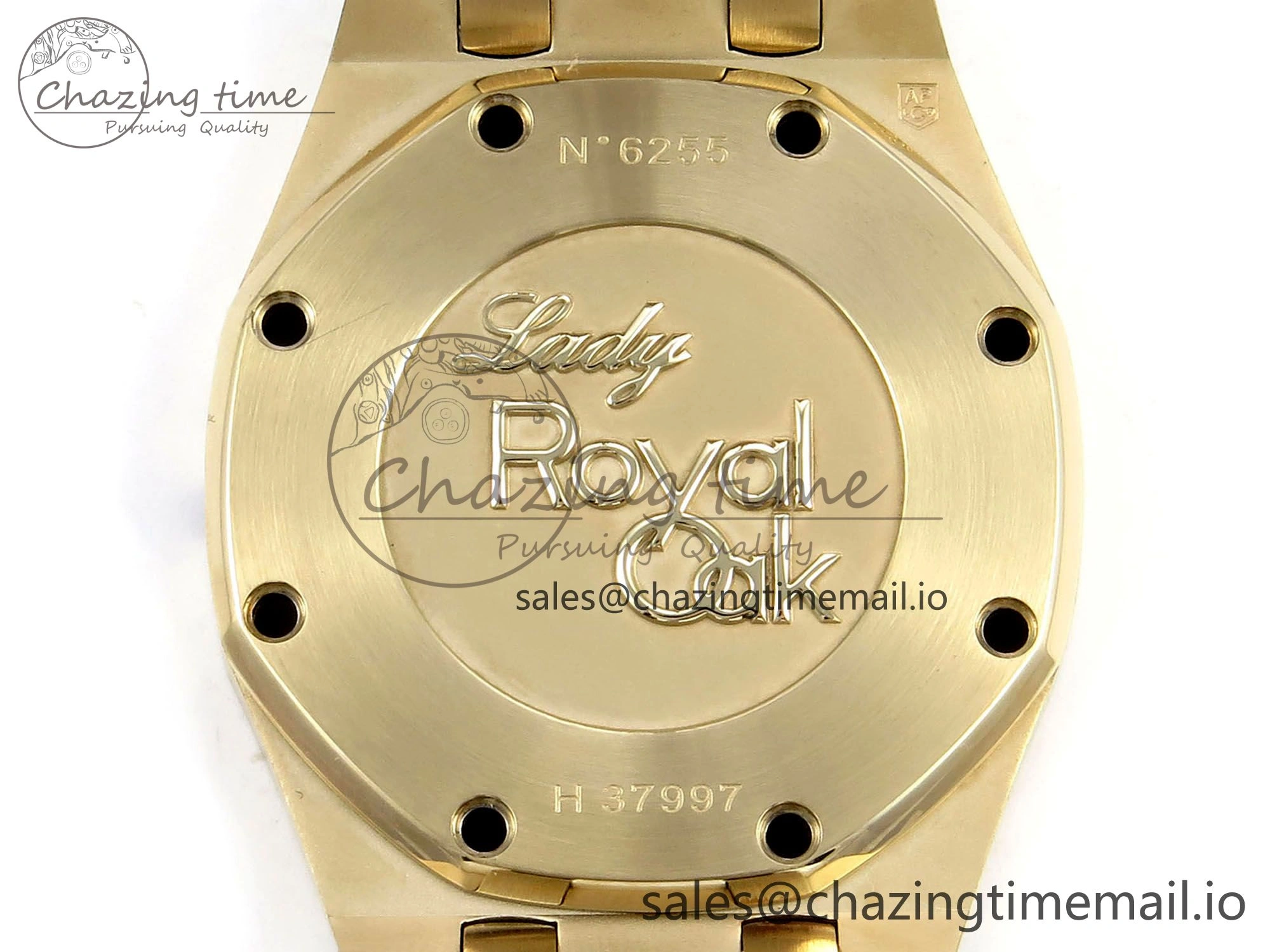 Royal Oak Ladies 33mm YG DRF Best Edition MOP Dial Diamonds Bezel on White Rubber Strap ETA Quartz OdorResistant 4392