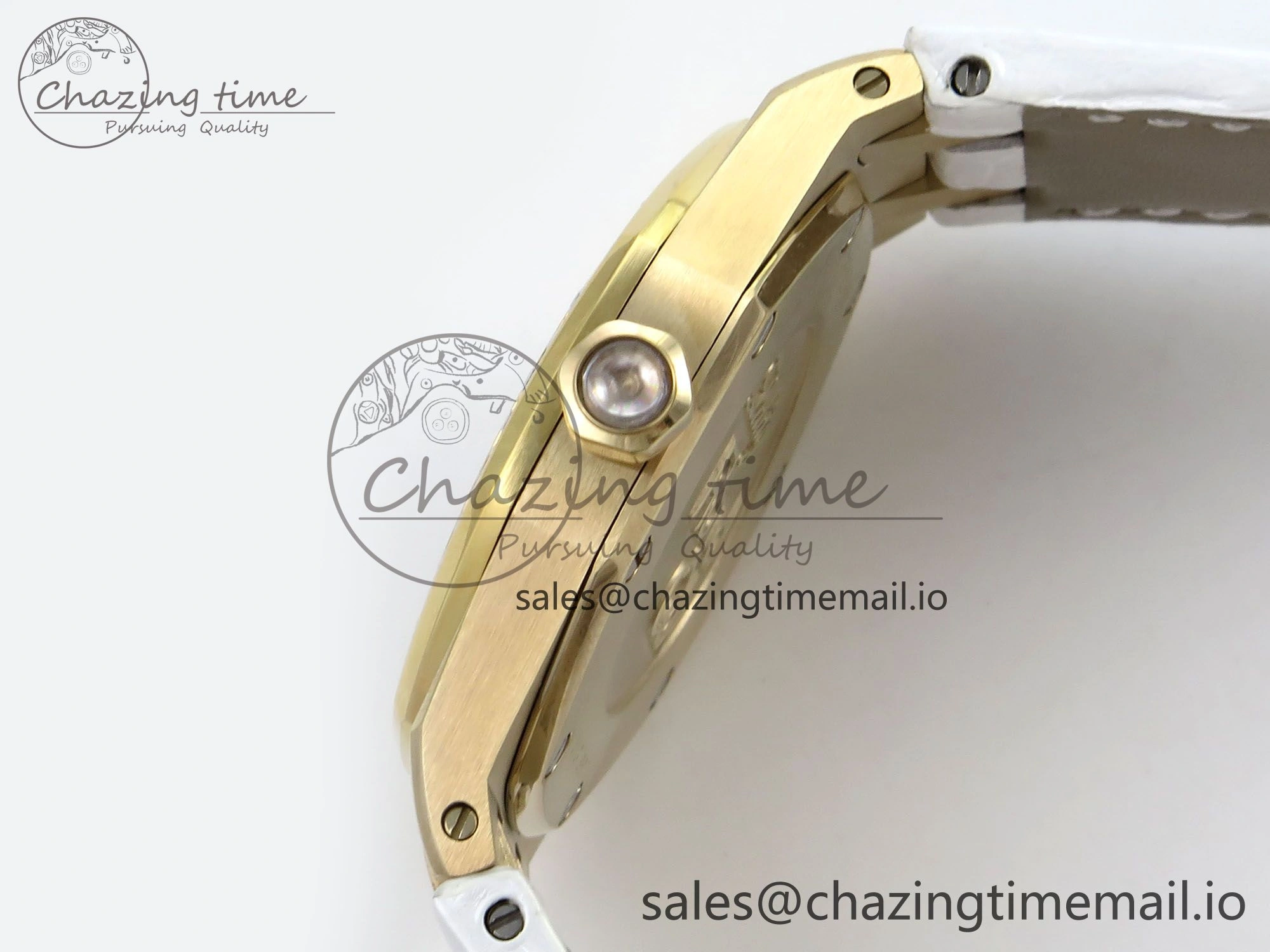 Royal Oak Ladies 33mm YG DRF Best Edition MOP Dial Diamonds Bezel on White Rubber Strap ETA Quartz OdorResistant 4392