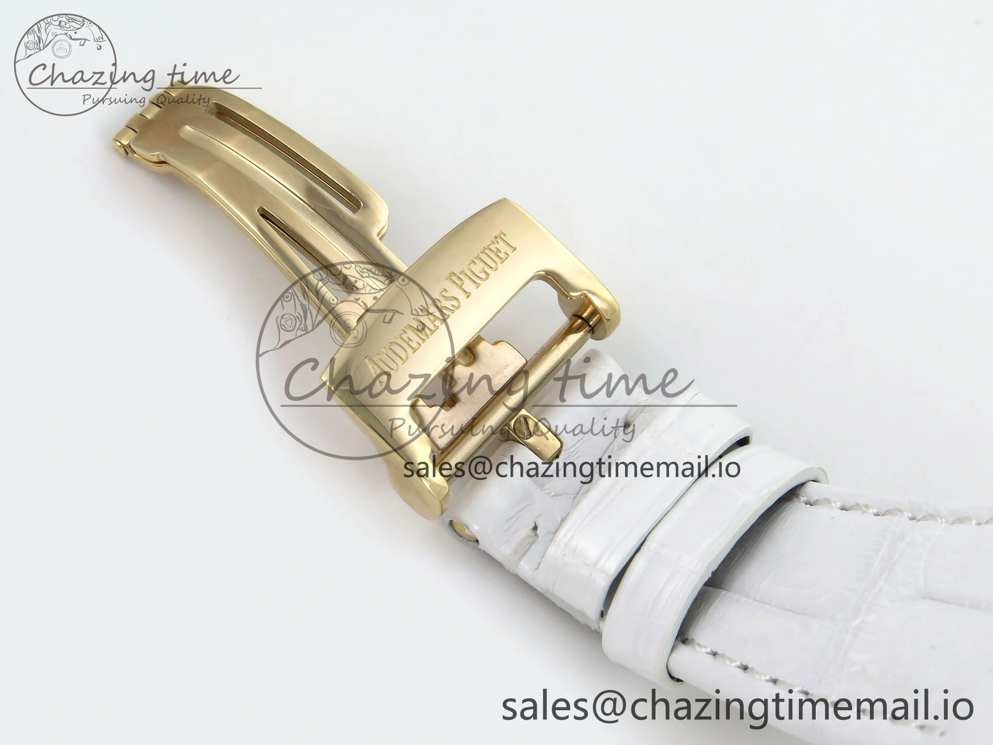 Royal Oak Ladies 33mm YG DRF Best Edition MOP Dial Diamonds Bezel on White Rubber Strap ETA Quartz OdorResistant 4392